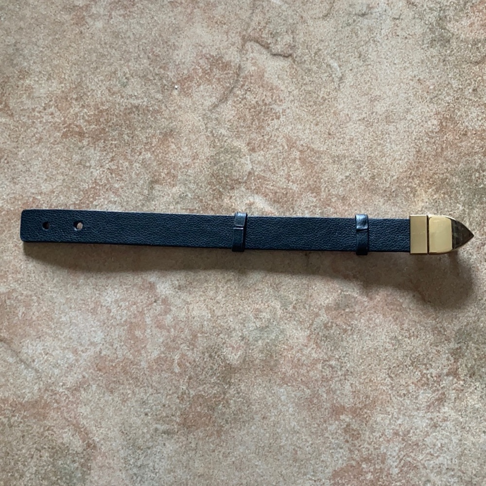 BCBGeneration black leather and gold bracelet